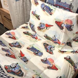 Pottery Barn 100% ORGANIC Cotton Kids Train Adventure Bedding Set